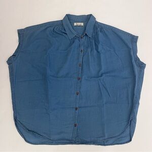 Madewell Chambray Denim-Look Button Down Shirt Women XL Oversized Blue Top